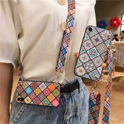【LZ】 for iPhone 14 Pro Max Case Crossbody Lanyard Vintage Soft Back Cover for iPhone 14 Plus 13 11 12 X XR XS 6 6s 7 8 SE 2 3 Coque