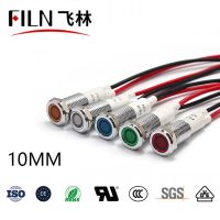 FILN Metal flat head high quality 10mm 12v 24v 220v indicator light lamp digital voltage with wire