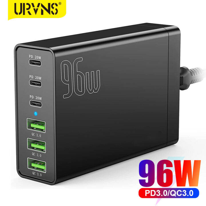 96W 6 Port USB C Charging Station, Portable Multiport USB C Wall