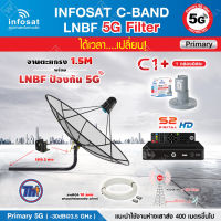 THAISAT C-BAND 1.5M (ขางอ 360CM.) + กล่อง PSI S2 HD + LNB 5G infosat รุ่น C1+ แถมสายRG6ตามชุด