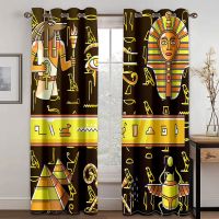 【YD】 Egyptian Pharaoh Gold  Shipping 2 Pieces Thin Shading Winodw Curtain for Room Bedroom