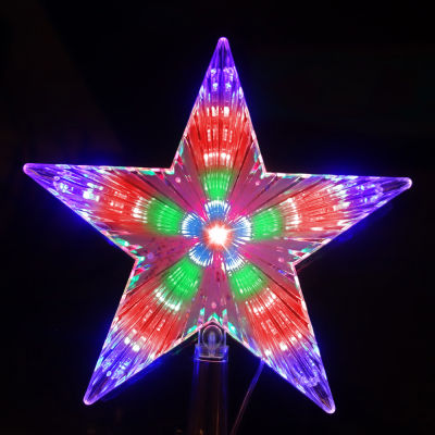 Battery Operated Christmas Star Tree Topper LED Pentagram Starlight Treetop Christmas Decoration Ornament Flashing Holiday Light