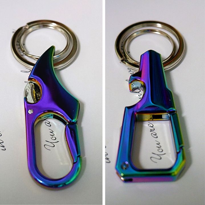 พวงกุญแจ-3in1-เปิดขวดได้-มีปลายมีดพับ-สีไทเทเนียม-พวงกุญแจรถยนต์-พวงกุญแจมอเตอร์ไซค์
