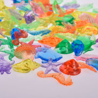 100Pcs Colorful Sea Animals Seashell Starfish Shaped Clear Acrylic Gems Children Crystal Jewels Summer Swimming Diving Toys Cups  Mugs Saucers