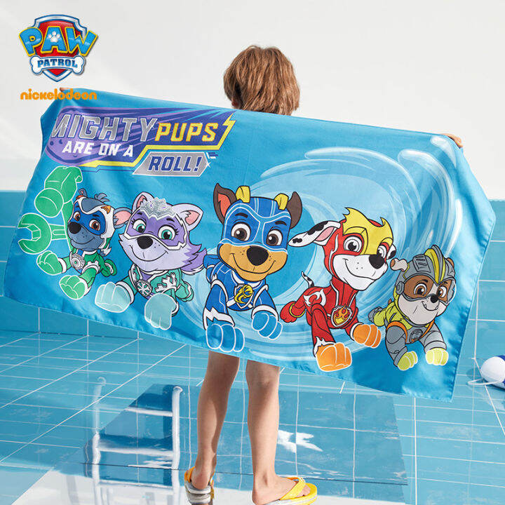 เด็กอาบน้ำและชายหาดผ้าขนหนูผ้าฝ้ายนุ่ม-23-x-47-paw-patrol-chase-skye