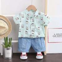 Baby boys short sleeve jeans coverชุดสูทแขนสั้นเด็กผู้ชายยีนส์ขาสั้น2021The New1~3ปี