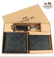 COACH กระเป๋าสตางค์ BOXED 3-IN-1 WALLET GIFT SET IN SIGNATURE CANVAS F41346