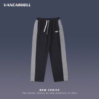 American nd Waffle Stitching Casual Trousers Mens and Womens Spring New Side Checkerboard Loose Straight Pants 2022 New Hot