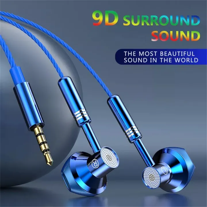 9D Stereo Headphones with Mic Headphones InEar Wired Headphones Bass