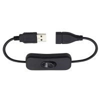 Kabel USB 28cm USB 2.0 pria ke wanita kabel ekstensi hitam dengan kabel ON OFF untuk lampu USB kipas USB