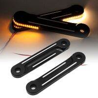 One Pair Motorcycle Aluminum Fork LED Turn Signals Light Flasher Brackets For Harley Touring 1998-Up