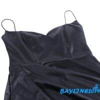 ❀ℳay-Women y Dress Sleeveless Sling Solid Color Pleated Low Chest Split Long Party, Night Club, Bar Formal Dress