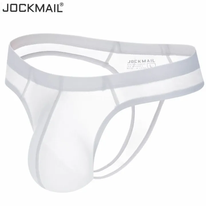 Jockmail Transparent Ice Silk Ultra Thin Thongs Mens Bikini Underwear