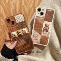 เคสมือถือสำหรับ ip13/13promax/13 mini/12 pro max 12 mini เคสใอโฟน ลายหมีตัวนูน วัสดุหนัง+ tpu