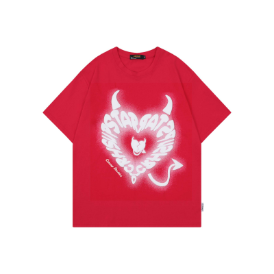 ผู้ชาย Streetwear เสื้อยืด Devil S Corner Heart Pattern เสื้อยืดผ้าฝ้าย2023 Harajuku Tees ฤดูร้อน Hip-Hop เสื้อสำหรับผู้ชายและผู้หญิง