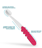 แปรงสีฟันเด็ก Radius Toothbrush |Totz® Plus Brush 3 yrs+ สี ขาว+ชมพู (White+Coral )