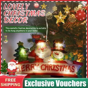 Christmas Decoration Lighted Window Hanging Decor Xmas Lights with Suction  Cup Hook for Christmas Party Showcase Window Home