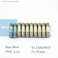 ❣¤☢ 10 pieces 250V 6.3A Slow Blow 5x20mm Ceramic Tube Fuses