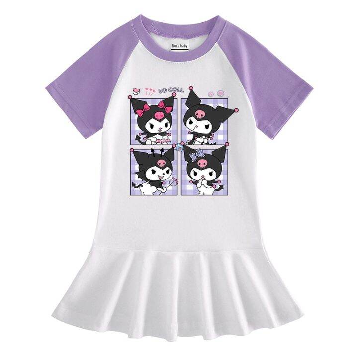 Sanrioes Anime Kuromi Cinnamoroll Melody Summer Girls Dresses Birthday ...