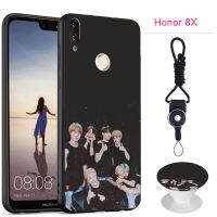 BTS โทรศัพท์เคสสำหรับหัวเหว่ย Honor 8X/SN-AL00aTL00ซิลิคอนนุ่มกรณีที่มีรูปแบบเดียวกันแหวนและเชือก