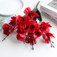 【cw】5Forks 20Heads Artificial Silk Flower Bouquet Simulation Magnolia Plant for Home Living Room Decoration Wedding Fake Flowers ！