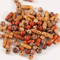 100 PCsbag 2 Style Wood Color Square Vintage Painted Wooden Beads African Hair Rings Reggae Braided Dreadlock Accessories