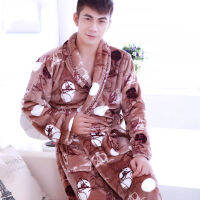 Lelaki Flanel Jubah untuk Pakaian Mandi กิโมโน Lelaki Pakaian Tidur Bedgown Nightclothes