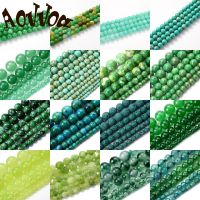 Natural Green Stone Beads Jades Crystal Turquoises Loose Spacer Beads for Jewelry Making DIY Handmade Bracelet Necklace 4-12mm