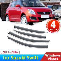 Deflectors กระจกสำหรับ Suzuki Swift 2 II 2011 ~ 2016อุปกรณ์เสริมรถ Window Visors Rain Eyebrow Guards 2015 2014 2013 2012