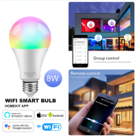 หลอดไฟ LED WiFi อัจฉริยะ2700-6500K 8W,ไฟ Led RGB หรี่สีปรับแสงได้สำหรับ Apple HomeKit APP Wifi สวิตช์สมาร์ทอุปกรณ์บ้าน Siri ควบคุมเสียงอายุการใช้งานยาวนาน