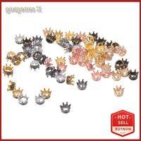 GORGEOUS X 70 Pieces 6มม. x 8มม. มงกุฎเสน่ห์หลายสีมงกุฎลูกปัด โลหะผสมอัลลอยด์ เครื่องรางมงกุฎกษัตริย์ 7สี ลูกปัด spacer หลุมขนาดใหญ่เสน่ห์มงกุฎโลหะผสม สาวๆ