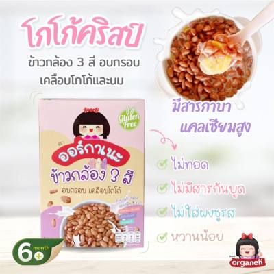 Organeh ข้าวกล้อง 3 สี อบกรอบ เคลือบโกโก้ ตราออร์กาเนะ Brown Rice Berry Cocoa Crisps (60g x 4Sachets)