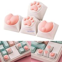 Keycaps Keycaps Keycap BTF 4ชิ้นอุ้งเท้าแมวแสนน่ารัก Keycap แบบกำหนดเองสำหรับ MX สวิตช์แป้นพิมพ์กลซิลิโคนกรงเล็บแมวรูปแมว