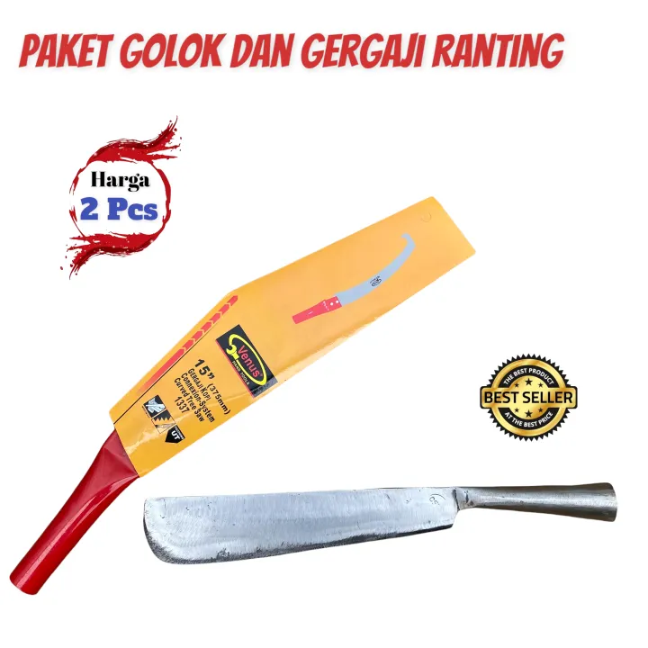 Paket Isi 2 Pcs Gergaji Melengkung Potong Ranting Tinggi Dan Golok Baja ...