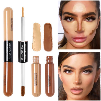 Double Head 2 Colour Concealer Cream Brighten Skin Liquid Foundation Face Contouring Corrector Cover Spot Acne Makeup Cosmetic~