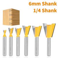 6MM 6.35MM Shank Dovetail Joint Router Bit 14 องศาเครื่องตัดมิลลิ่งงานไม้สําหรับการแกะสลัก Bits Face Mill