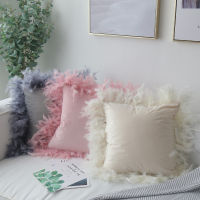 Luxurious Velvet Pillow Cover with Feather Home Decor Velvet Cushion Cover Pink Decoration Throw Pillowcase pillowsham 45x45