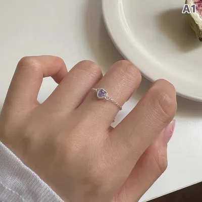 ZhongLouL แหวนเพทายคริสตัลรูปดาวหัวใจแฟชั่น,แหวนปรับได้สำหรับงานแต่งงานแหวนหมั้นแหวน Y2K เครื่องประดับที่สวยงาม