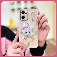 Skin feel silicone phone case Phone Case For OPPO Reno7 5G China quicksand protective case Rotatable stand Cartoon cute