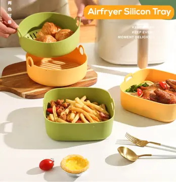 Air Fryer Silicone Liners Air Fryer Silicone Pot Reusable Silicone bread  pan Liners Food Safe Non Stick Air Fryer Basket Accesso