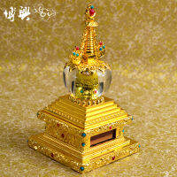 พลังงานแสงอาทิตย์/แบตเตอรี่ Dual-Purpose Warp Wheel Tower รถเจดีย์ Relic Crystal Tower Warp Wheel Cylinder Car Decoration