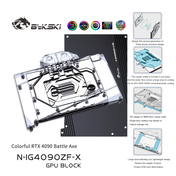 Bykski GPU Block For Colorful BattleAX RTX 4090 Water Cooling N