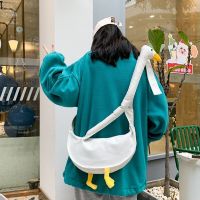 HOT14★3D Duck Canvas Women Messenger Bags for New Fashion Funny Student Cross Shoulder Bag Simple Amimals Class Pouch Bolsa Feminina