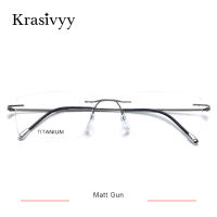 Krasivyy Titanium Glasses Frame Men New European Design Square Rimless Prescription Eyeglasses Eyewear Frame for Women