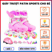 Giày Trượt Patin Trẻ Em Bánh Cao Su Phát Sáng Sports Tăng Giảm Size