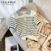 OULINNA เสื้อไหมพรมสำหรับผู้หญิงผ้าไอซ์ซิลค์แขนสั้นแนวแหวกแนวสำหรับฤดูร้อน2023