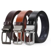 3.2cm Business Leather Mens Belt Alloy Rotating Pin Buckle All-match Double-sided Available Cowhide Belt for Men Belts