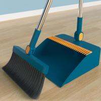 Dust Pan And Brush Set 180 Degree Rotation Brooms Dense Bristles For Kitchen Garage Garden Dining Room Bathroom Lobby