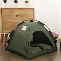 Foldable Tent Cat Bed With Ice Mat Summer Camping For Cat Small Dogs Kennel Outdoor House Kitten Sleeping Nest Dog Bed House