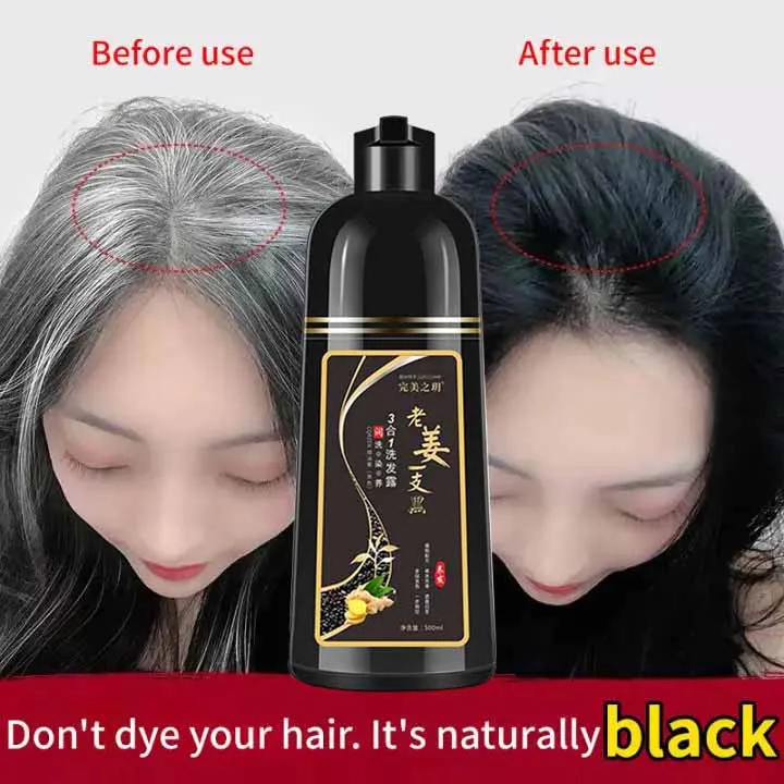 Black shampoo 3-In-1 Black Hair Treatment Effective Coverage White Hair  Turns to Black Hair